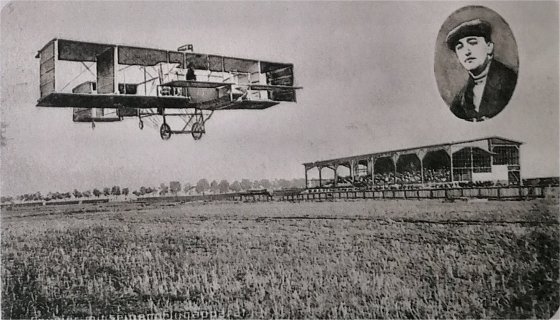 Rougier mit seinem Flugzeug