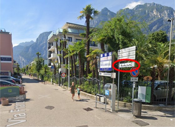 Via Franz Kafka in der Nähe des Strandes von Riva del Garda (Quelle: Google Maps)