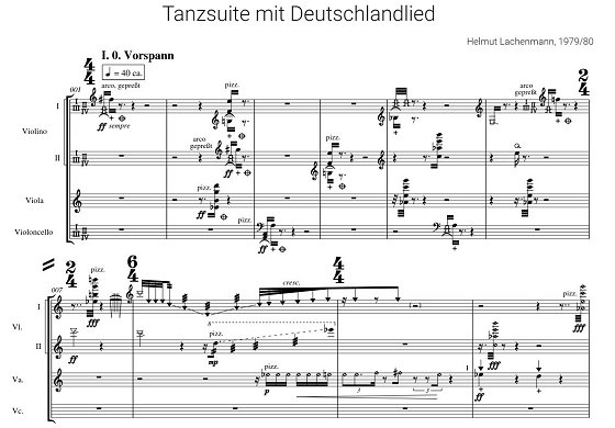 Helmut Lachenmann: Tanzsuite mit Deutschlandlied - Partitur Anfang